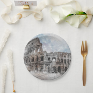Kolosseum Watercolor Rom Italien Pappteller