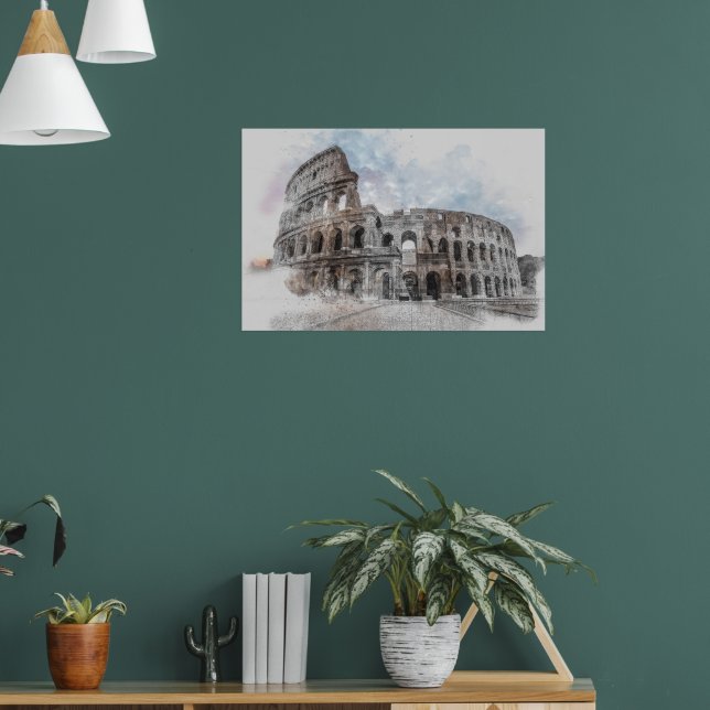 Kolosseum Watercolor Rom Italien Poster (Wohnzimmer 1)