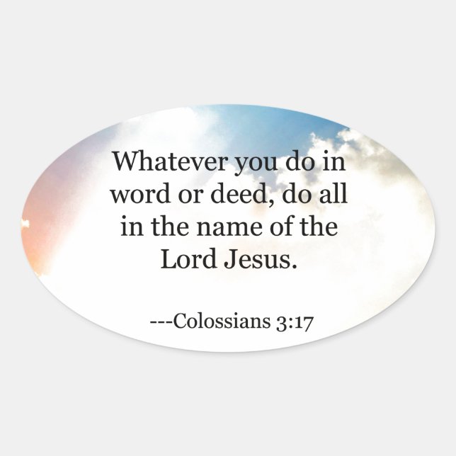Kolossian 3:17, Christliche Bibelschrift Ovaler Aufkleber (Vorderseite)