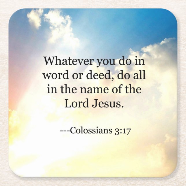 Kolossian 3:17, Christliche Bibelschrift, Rechteckiger Pappuntersetzer (Vorderseite)