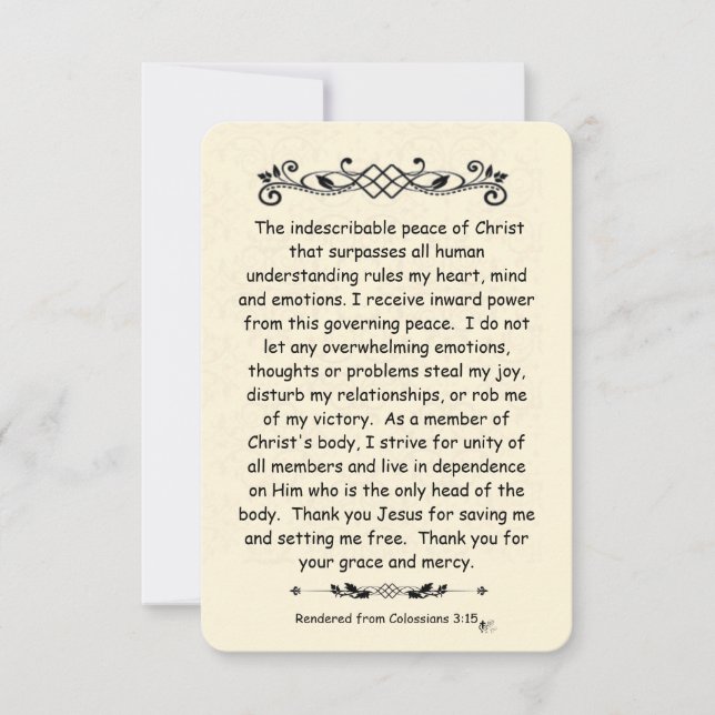 Kolossians 3:15 Scripterkarte Vintag (Vorderseite)