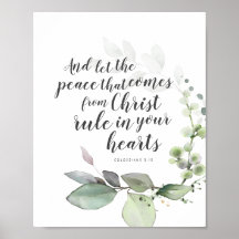 Kolossians 3:15 Verse Art mit botanischem Kraut