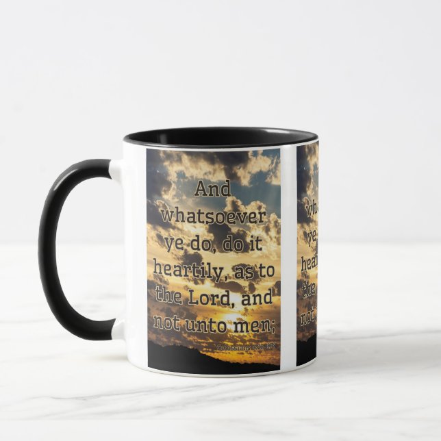 Kolossians 3:23 KJV Bible Verse Pic Two-Tone Tasse (Links)
