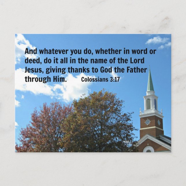 Kolossisten 3:17 und was auch immer du tust, ob... postkarte (Vorderseite)