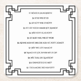 Kölsches Grundgesetz – Köln Cologne Jugendstil Rechteckiger Pappuntersetzer