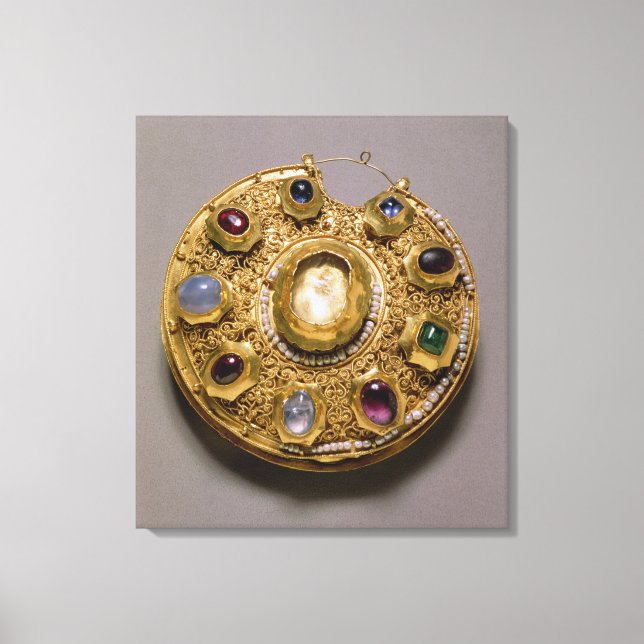 Kolt Medaillon, goldenes Set mit Perlen und Leinwanddruck (Vorderseite)