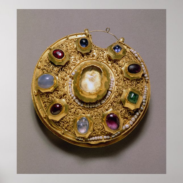 Kolt Medaillon, goldenes Set mit Perlen und Poster (Vorne)