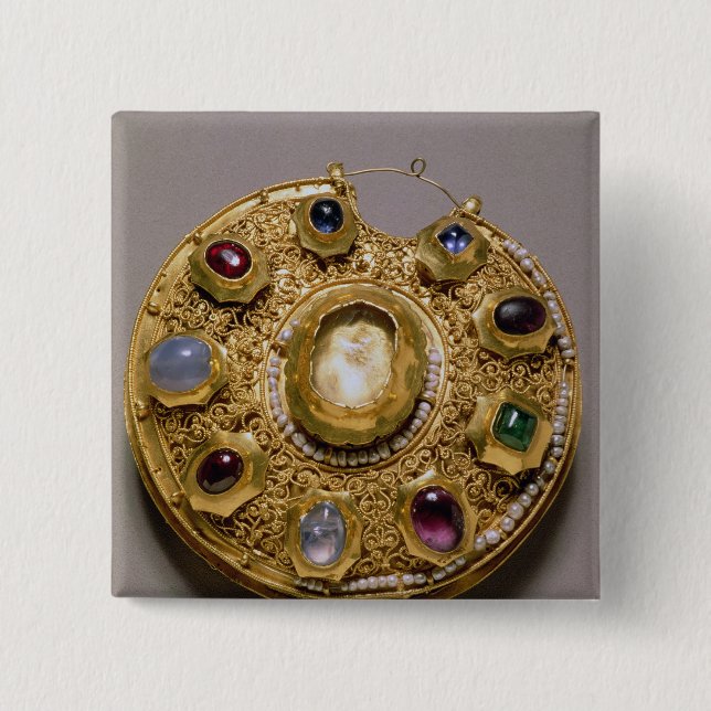 Kolt Medaillon, GoldSet mit Perlen und Button (Vorderseite)