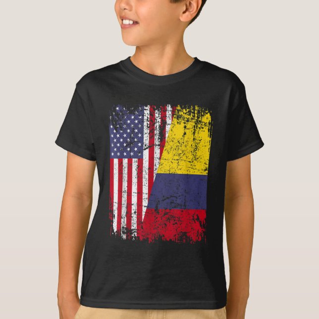 KOLUMBIAN ROOTS Halbe amerikanische Flagge KOLUMBI T-Shirt (Vorderseite)
