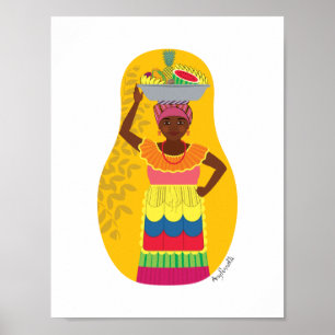 Kolumbianerin, Palenquera Cartagena Matrjoschka Po Poster
