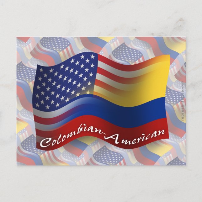 kolumbianisch-amerikanische Wave Flag Postkarte (Vorderseite)
