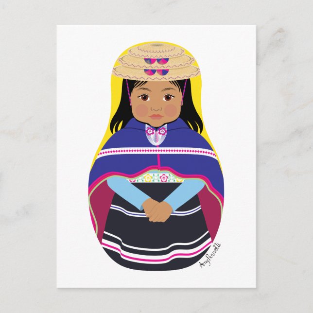 Kolumbianisch, Misak oder Guambiana Matryoshka Pos Postkarte (Vorderseite)