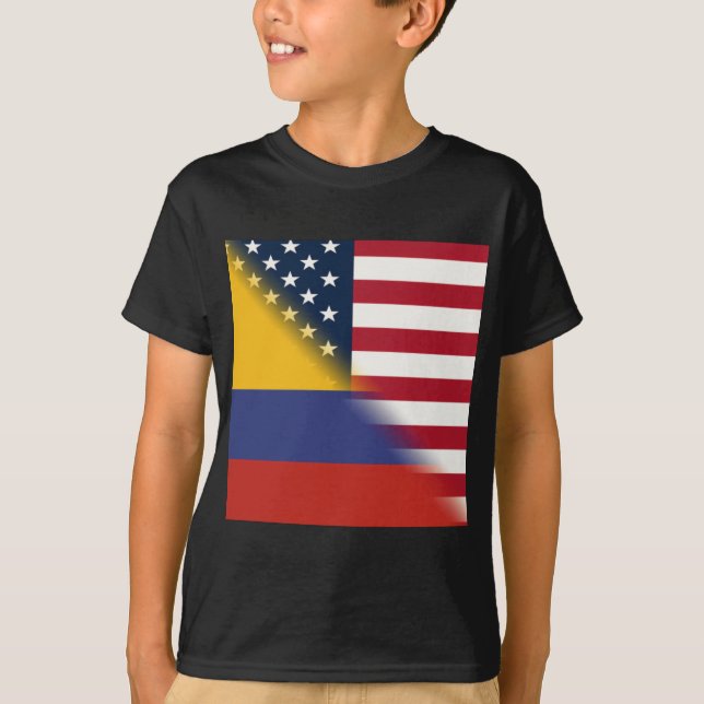 kolumbianische amerikanische Flagge | Hälfte Kolum T-Shirt (Vorderseite)
