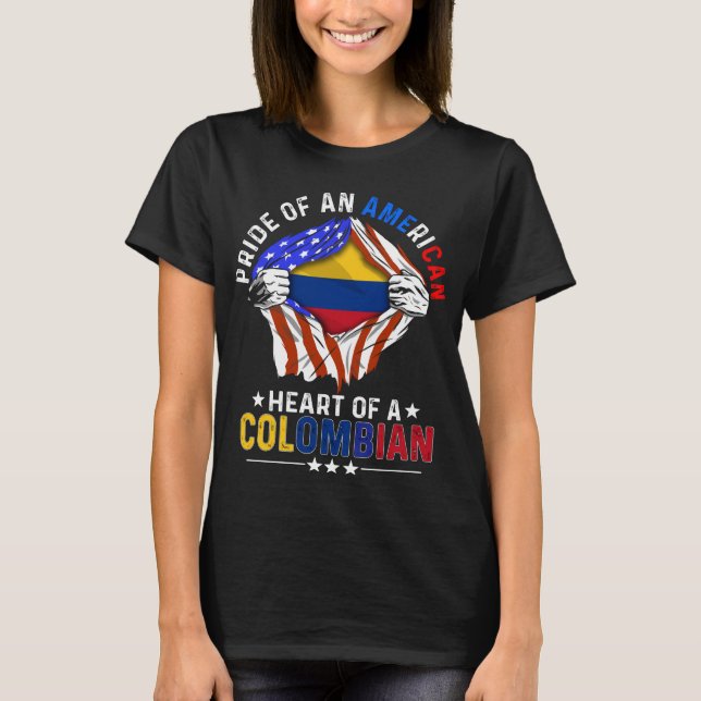 kolumbianische Fahne im amerikanischen Ausland - K T-Shirt (Vorderseite)