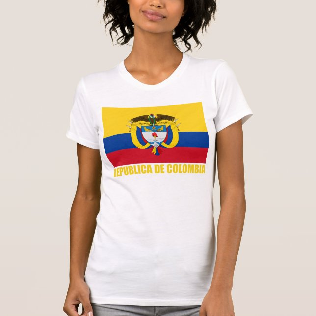 kolumbianische Flagge und Wappen T-Shirt (Vorderseite)