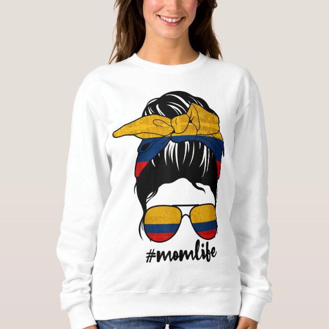 Kolumbianische Mama Messy Bun Colombia Pride Patri Sweatshirt (Vorderseite)
