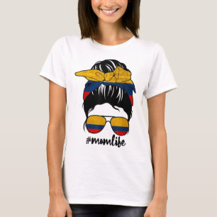 Kolumbianische Mama Messy Bun Colombia Pride Patri T-Shirt