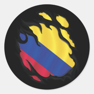 Kolumbianische Rippenflagge Runder Aufkleber