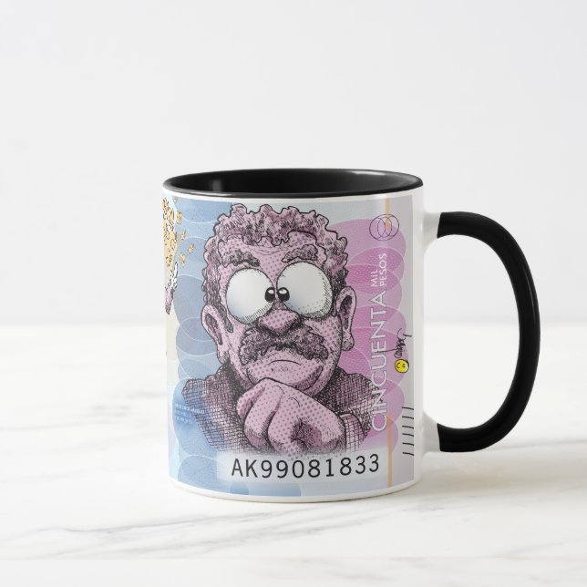Kolumbianischer Cartoon Kaffee Tasse 50.000 Pesos (Rechts)