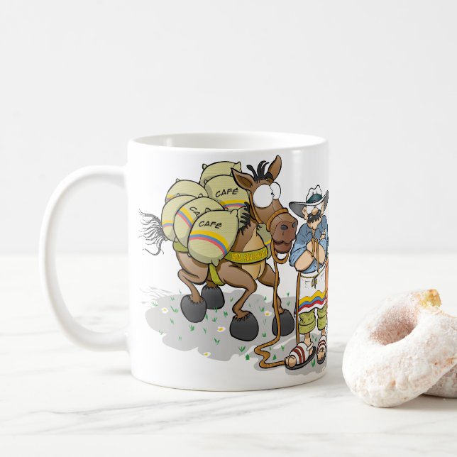 Kolumbianischer Kaffee. Café colombiano Kaffeetasse (Mit Donut)