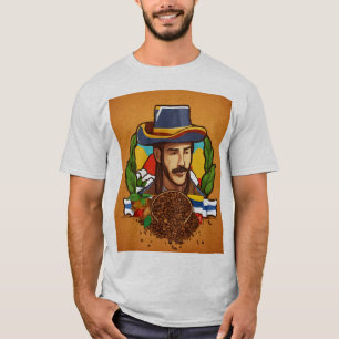 Kolumbianisches Kaffeehaus: Farbenvolles Design vo T-Shirt