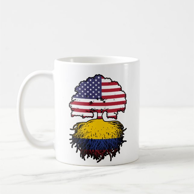 Kolumbien - Amerikanische Tree Roots Flag Kaffeetasse (Links)