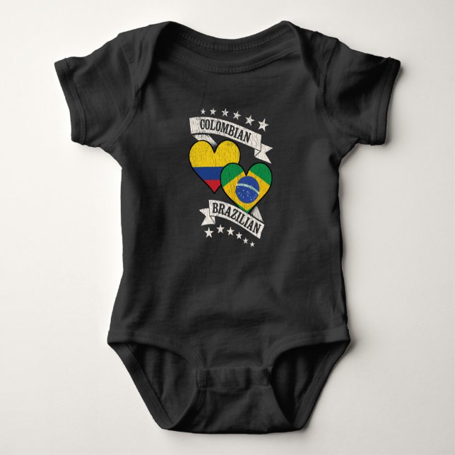 Kolumbien brasilianische Herzflags Kolumbien Brasi Baby Strampler (Vorderseite)