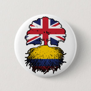 Kolumbien Britisch-UK Tree Roots Flag Button