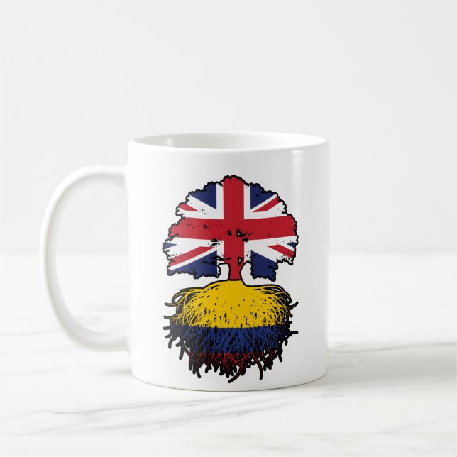 Kolumbien Britisch-UK Tree Roots Flag Kaffeetasse (Links)