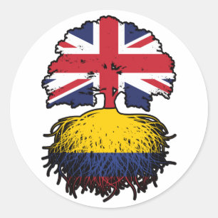 Kolumbien Britisch-UK Tree Roots Flag Runder Aufkleber
