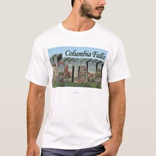 Kolumbien-Fälle, Montana - große Buchstabe-Szene T-Shirt