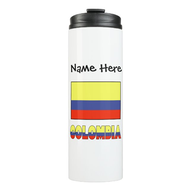 Kolumbien Flag Black Personalization Thermosbecher (Vorderseite)
