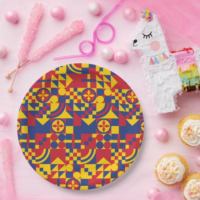 Kolumbien Flag farbenfrohe Muster Pappteller (Party)