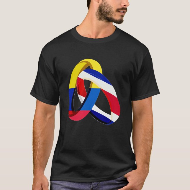 Kolumbien Flagge Costa Rica Grossring Hochzeit T-Shirt (Vorderseite)