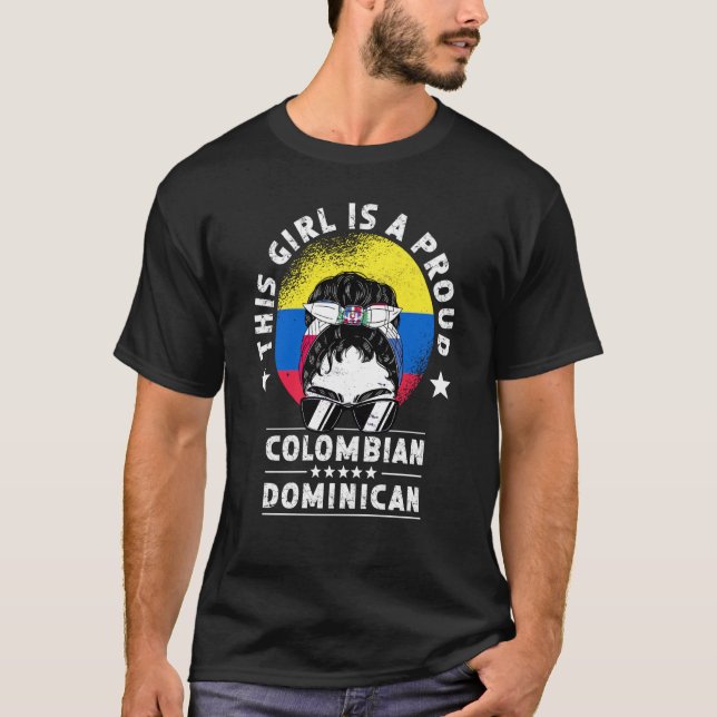 Kolumbien Flagge Dominikanisches Grossfrauenbüro P T-Shirt (Vorderseite)