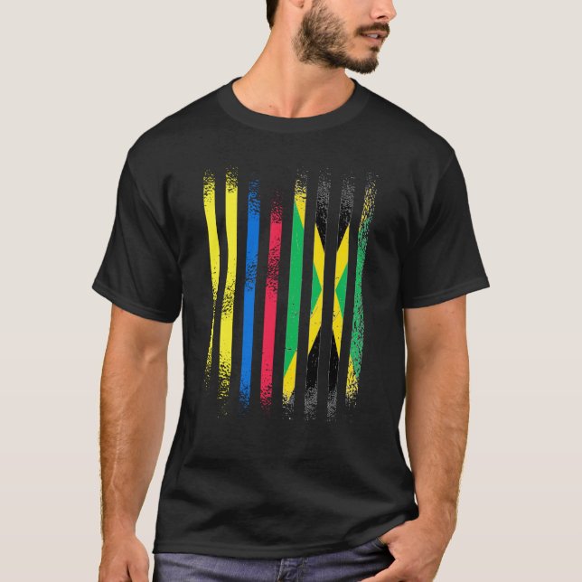 Kolumbien Flagge Jamaika Landflaggen Streifen T-Shirt (Vorderseite)