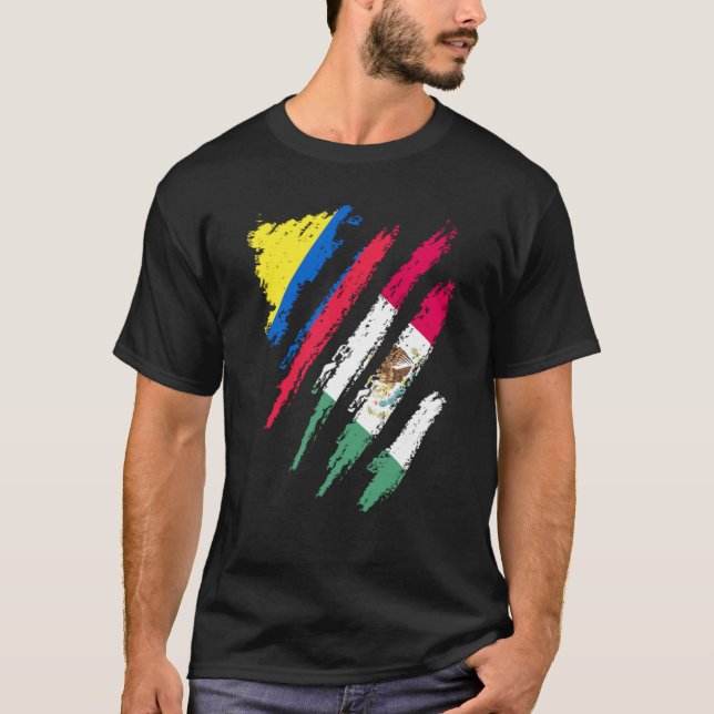 Kolumbien Flagge Mexiko Erwachsener Patriot Countr T-Shirt (Vorderseite)