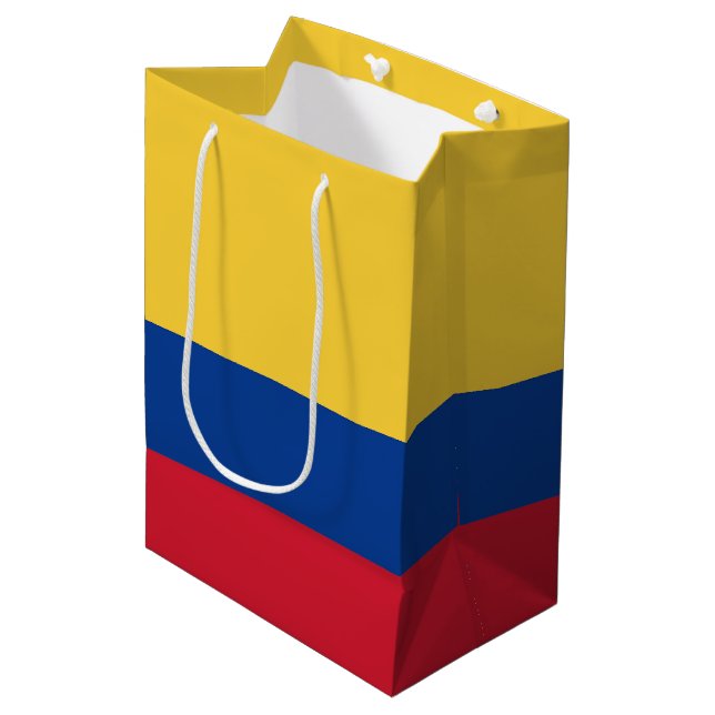 Kolumbien-Flagge Mittlere Geschenktüte (Vorderseite Schrägansicht)