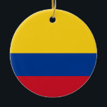 Kolumbien-Flaggenverzierung Keramikornament<br><div class="desc">Dekoration mit der kolumbianischen Nationalflagge bekannt als Tricolor Nacional. Adorno con la bandera de Colombia.</div>