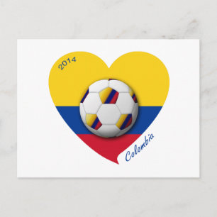 Kolumbien Fútbol Nacional 2014 Balón y Corazón Postkarte