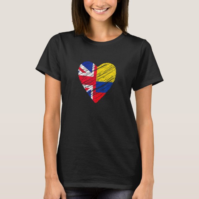 Kolumbien Grossbritannien Herzenflagge Kolumbianis T-Shirt (Vorderseite)