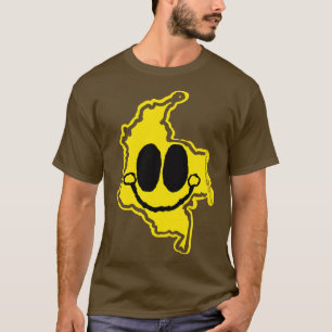 Kolumbien Happy auf Karte Gesicht mit Lächeln T-Shirt