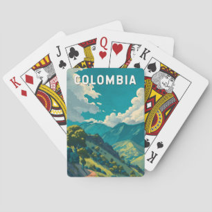 Kolumbien-Illustration Reise Kunst Vintage Spielkarten