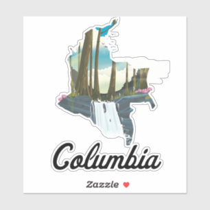 Kolumbien-Karte-Reiseposter Aufkleber