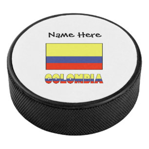 Kolumbien Kolumbianische Flagge Schwarz Personalis Eishockey Puck