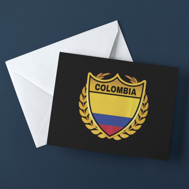 Kolumbien National Flag Gold Wappen Abzeichen Postkarte (colombia gold flag badge postcard)