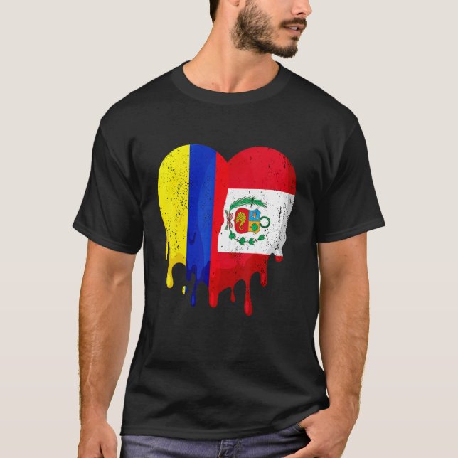 Kolumbien Peru Flaggen Mitbürger Grown Patriot Cou T-Shirt (Vorderseite)