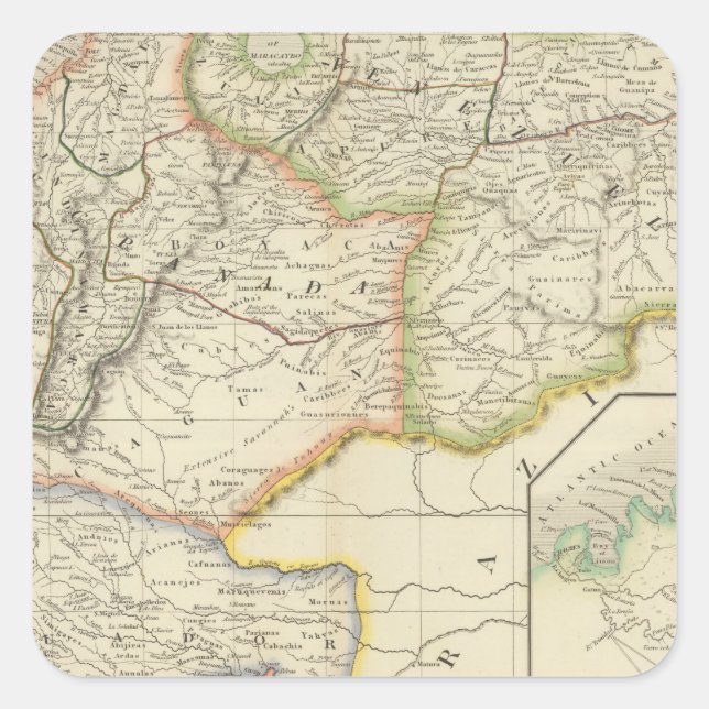 Kolumbien Quadratischer Aufkleber (Vorderseite)