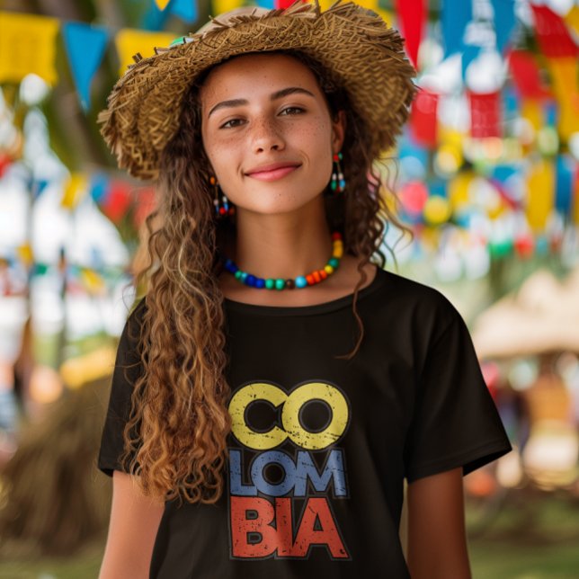 Kolumbien Rustikale Flagge T-Shirt (colombia rustic flag latina shirt)