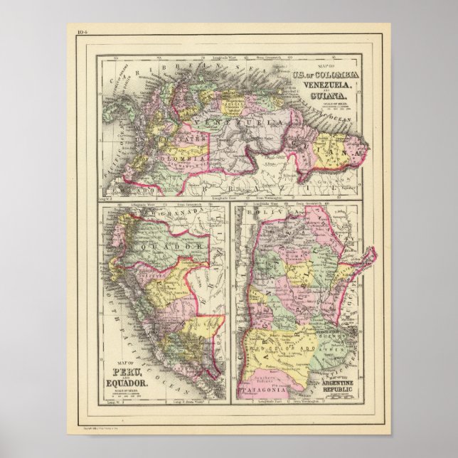 Kolumbien, Venezuela, Guyana Poster (Vorne)